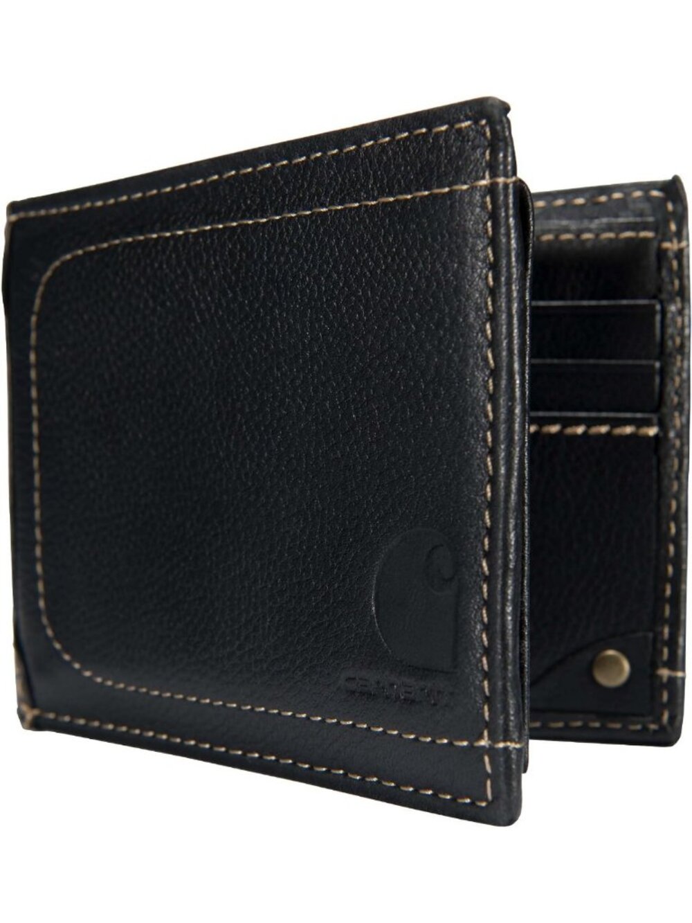 Stylish Pebble Leather Passcase Wallet in Black - Durable, Compact & Functional